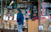 Travel photography:Book seller and phone booth in La Paz, Bolivia