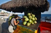 Travel photography:Drinking a refreshing coconut in Salvador de Bahia, Brazil