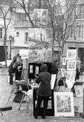 Travel photography:Painters in Montmartre in Paris, France