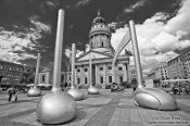 Travel photography:Berlin Gendarmenmarkt with French Dome and giant musical notes, Germany