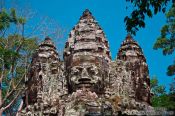Travel photography:Faces atop the North Gate in Angkor Thom, Cambodia