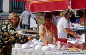 Travel photography:Selling cheese at Zagreb market, Croatia