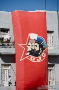Travel photography:Flag outside Havana university, Cuba