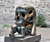 Travel photography:Sculpture at the end of the Golden Alley (Zlatá ulicka), Czech Republic