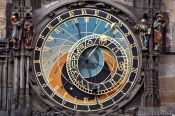 Travel photography:Astronomical clock dial from 1410 by Mikuláš of Kadan and Jan Šindel on the old town square, Czech Republic