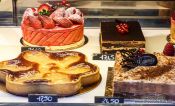 Travel photography:Cakes on display in a Paris patisserie, France