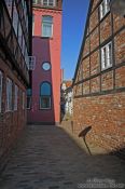 Travel photography:Narrow alley in Lübeck`s old city, Germany