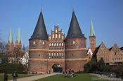 Travel photography:The famous Holstentor (city gate) in Lübeck, Germany