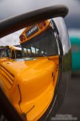 Travel photography:Convex mirror at a tourist bus in Skaftafell, Iceland
