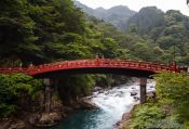 Travel photography:The wooden arched bridge Shinkyo at the Nikko Unesco World Heritage site, Japan