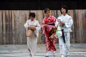 Travel photography:Three women in kimonos in Kyoto´s Gion district, Japan