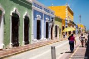 Travel photography:Campeche street and colonial houses, Mexico