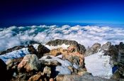 Travel photography:Above the clouds on top of Mt Taranaki, New Zealand