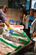 Travel photography:Fish vendor at the food market in Bilbao, Spain