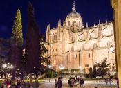 Travel photography:Salamanca Cathedral by night, Spain