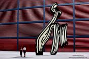 Travel photography:The Reina Sofia museum in Madrid with the sculpture by Roy Lichtenstein, Spain