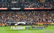 Travel photography:The team line-ups before the start of the match, Spain