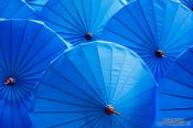 Travel photography:Blue parasols at the Bo Sang parasol factory, Thailand