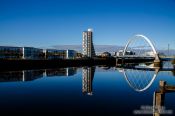 Travel photography:River Clyde with bridge and the Clyde Arc, United Kingdom