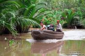 Travel photography:Boat cruising a Mekong tributary near Can Tho , Vietnam