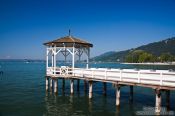 Travel photography:Pier at the lake shore in Bregenz , Austria