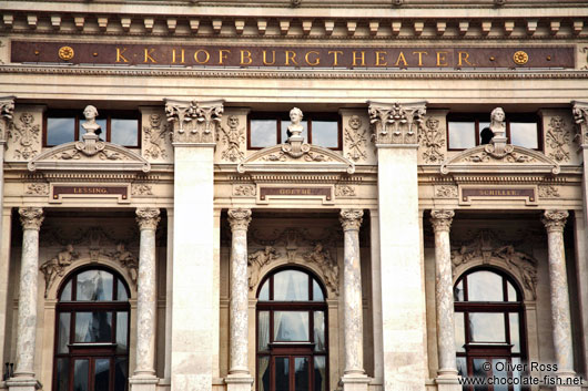 Facade close-up of Vienna´s  Burgtheater showing Goethe, Schiller and Lessing