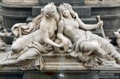 Travel photography:Detail on the Pallas Athene fountain outside the parliament building in Vienna, Austria