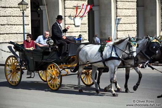 A Fiaker (horse cart for tourists) in Vienna´s  Hofburg