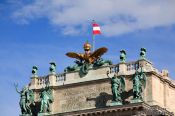Travel photography:Imperial eagle and crown above the Neue Burg in Vienna´s Hofburg neue Burg eagle  , Austria