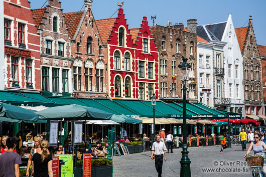 Houses along the main (market) square in Bruges