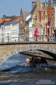Travel photography:Bridge across canal in Bruges, Belgium
