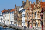 Travel photography:Houses along a canal in Bruges, Belgium