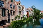 Travel photography:Houses along a canal in Bruges, Belgium