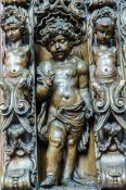 Travel photography:Wood carving inside Bruges cathedral, Belgium