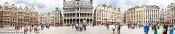 Travel photography:180 degree panorama of the main square in Brussels (Grote markt), Belgium
