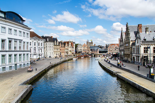 Ghent Graselei canal with houses