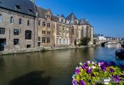 Travel photography:Ghent houses along canal, Belgium