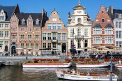 Travel photography:Ghent Graselei canal with houses, Belgium