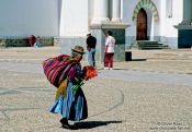 Travel photography:Woman at Copacabana church, Bolivia