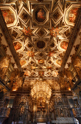 Inside the golden Igreja de São Francisco in Salvador