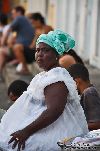 Woman wearing a typical Bahia dress in Salvador