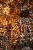 Travel photography:Pulpit inside the golden Igreja de São Francisco in Salvador, Brazil