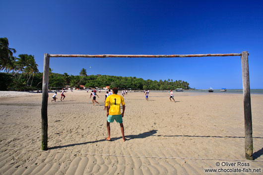 Low tide football on a beach on Boipeba Island