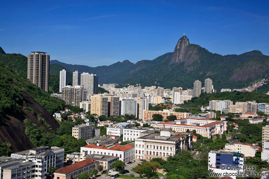 View of Rio´s Urca district from a gondola ascending the Sugar Loaf (Pão de Açúcar)