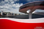 Travel photography:Museum of Contemporary Art in Niteroi with Niterói bay, Brazil