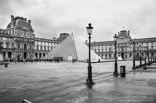 Paris Louvre museum with glass pyramid