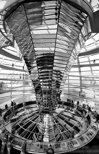 The central mirror construction inside the Reichstag cupola