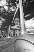 Travel photography:Berlin Gendarmenmarkt with French Dome and giant musical notes, Germany