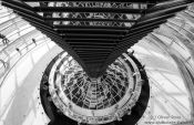 Travel photography:Mirror construction within the glass cupola atop the Reichstag building, Germany