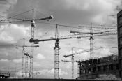 Travel photography:Construction cranes in Berlin, Germany